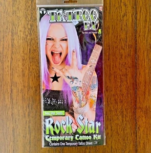 HALLOWEEN COSTUME ACCESSORY ROCKSTAR BIKER FX TINSLEY TEMPORARY TATTOOS UNISEX - Picture 1 of 2