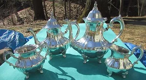 MINT Louis Philippe Pattern 4 Piece Tea & Coffee Set By Towle Silver Plated - Picture 1 of 12
