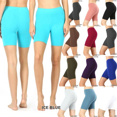Womens Fitness Bike Shorts Soft Stretch Cotton Spandex Leggings Workout Yoga - Image 1 of 3