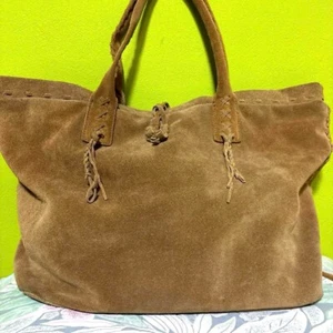 mc34 Denim Supply Ralph Lauren Suede Genuine Leather Tote Bag Y2K - Picture 1 of 18