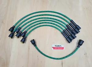 Chevy 216 235 7mm Cloth Covered Spark Plug Wire Set Vintage Wires Inline 6 Green - Picture 1 of 6