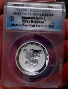 2020 AUSTRALIAN KOALA ANACS PR 70 DCAM HIGH RELIEF INCUSED LOW MINTAGE RARE - Picture 1 of 4