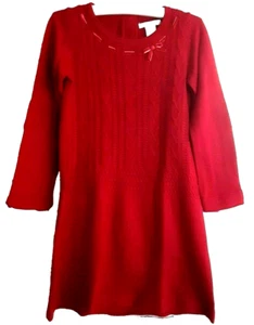 Janie and Jack Holiday  knit dress,  red nylon blend cable knit,velvet ribbon - Picture 1 of 4