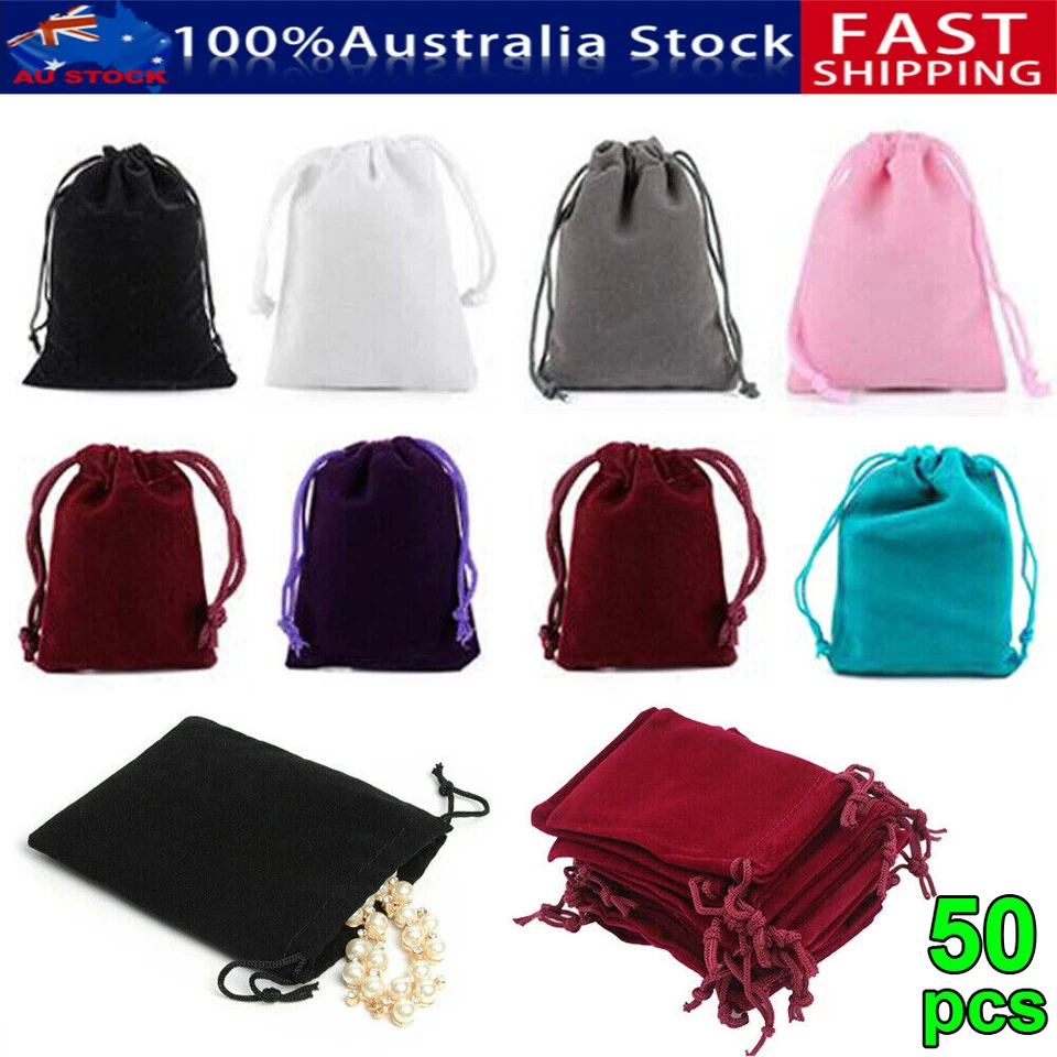 50X Small Velvet Cloth Drawstring Bags Xmas Gift Pouch Tote Jewelry Earring Ring - image 1 of 4