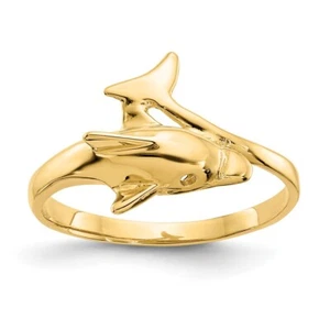 10k Yellow Gold Dolphin Ring Gift for Women Size 6 - Picture 1 of 6