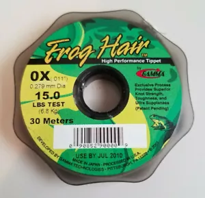 Frog Hair High Performance Tippet Material 0X .011" 30 Meter Spool Fishing 15 lb - Picture 1 of 3