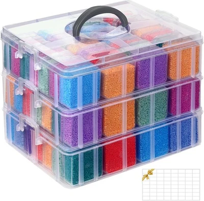 Contenedores de almacenamiento de cuentas Douorgan de 3 niveles, organizador de cuentas portátil y caja de almacenamiento Foto 1 de 4