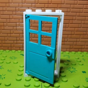 Lego 60596 Marco de Puerta Blanco 1x4x6 y 60623 Puerta Turquesa Oscura - Imagen 1 de 2