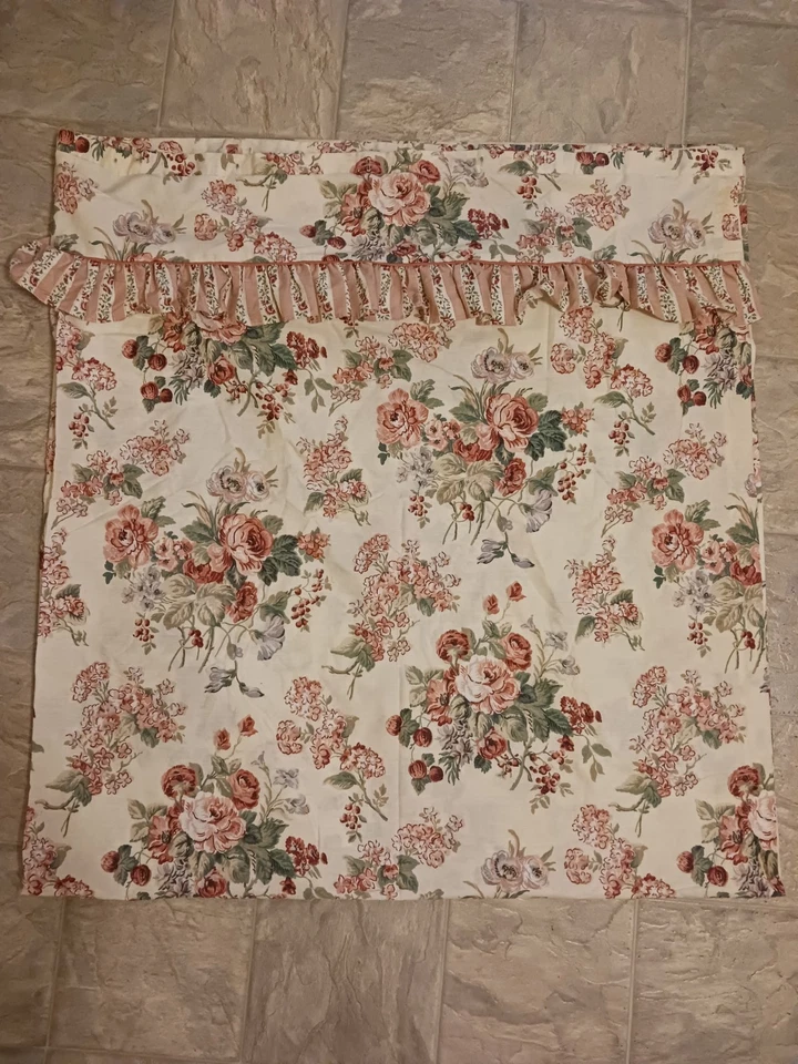 Vtg 90s Laura Ashley Shower Curtain Beige Pink Floral Cottage Rose 72x72 Shabby - Image 1 of 4