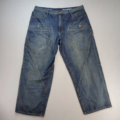 Azzure Love Life Denim Jeans Mens 44x32 Blue Baggy Straight Leg Round Pockets - Image 1 of 4