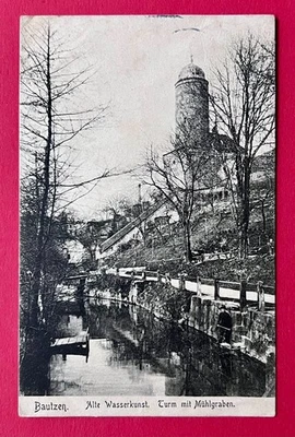 AK BAUTZEN 1905 Alte Wasserkunst, Turm mit Mühlgraben    ( 166458 - Bild 1 von 2