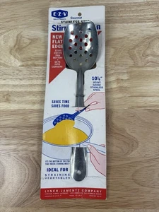 RARE E-Z-V Gourmet Stainless Steel Stirring Spoon 10 1/4" Slotted Flat Edge NIP - Picture 1 of 5