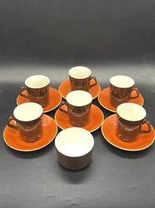 Beswick 70er Jahre orange braun 6 x Kaffeetassen Tassen Untertassen Zuckerdose - Bild 1 von 14