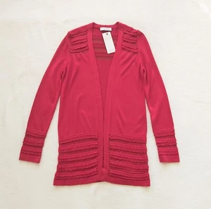 M&S Per Una BNWT longline cardigan Edge to edge Lipstick red UK 8 Cost £39.50 - Picture 1 of 6