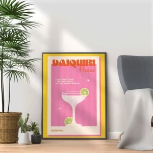 Daiquiri Vintage Cocktail Druck, Hausbar Kunst Retro Dekor für Zuhause, Küche Geschenk - Bild 1 von 3