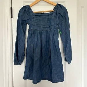 Gap Kids Blue Denim Long Sleeve Dress Size Medium 8 Girls NWT - Picture 1 of 4