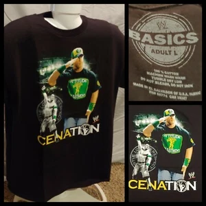Mens WWE Basics Cenation John Cena Attitude Adjustment Black T-Shirt Large NWOT - Picture 1 of 9
