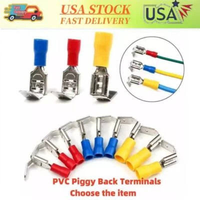 Piggy Back Insulated Spade Terminals 22-10AWG Wire Crimp 140-50pcs Connectors - Image 1 of 4