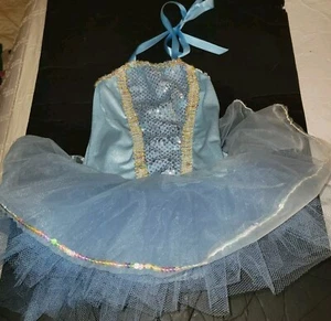 CICCI blue Sequined Tulle Ribbon Halter Stretch Tutu Dance Costume. Childs L - Picture 1 of 6