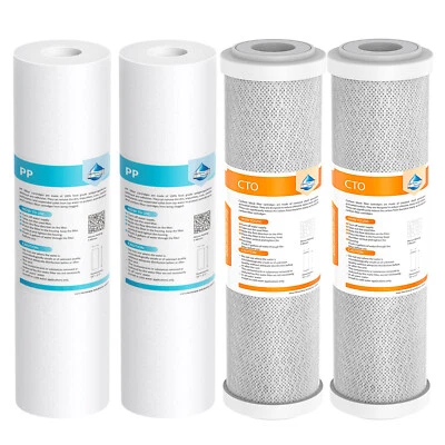 MEMBRANE SOLUTIONS 5 Micron 10" x 2.5" PP CTO Carbon Block Sediment Water Filter Set for RO System