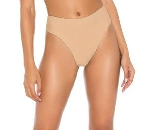 NWT Frankies Bikinis Jenna Ribbed High Waist Bikini Bottom Nude Brown size M - Picture 1 of 6