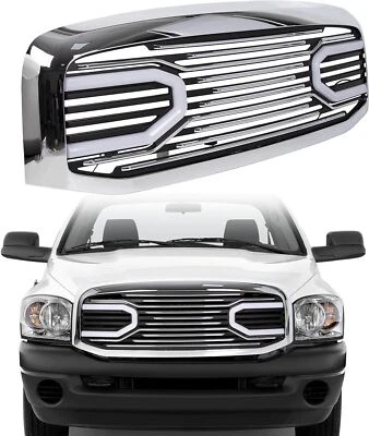 Chrome Front Big Horn Grille For 2006-2009 Dodge RAM 1500 2500 3500 (With Light) - Image 1 of 4