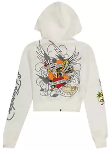 Ed Hardy Cropped Hoodie Brave Eagle, Junior Kids Teens Girls Women - Picture 1 of 5