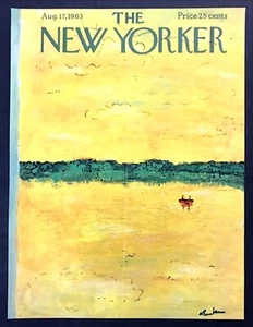 17 de agosto de 1963 Pareja en bote de remos en el lago arte Abe Birnbaum New Yorker SOLAMENTE CUBIERTA - Imagen 1 de 1