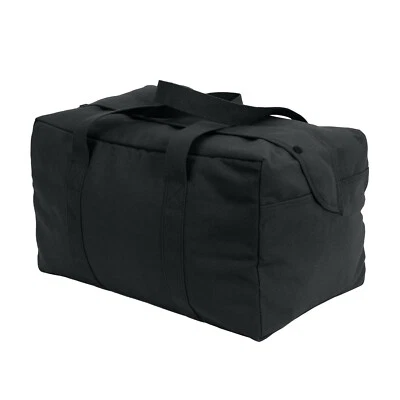 Black Canvas Small Parachute Cargo Bag 19x12x11 Dual Handle Tactical Duffle Bag - Image 1 of 2