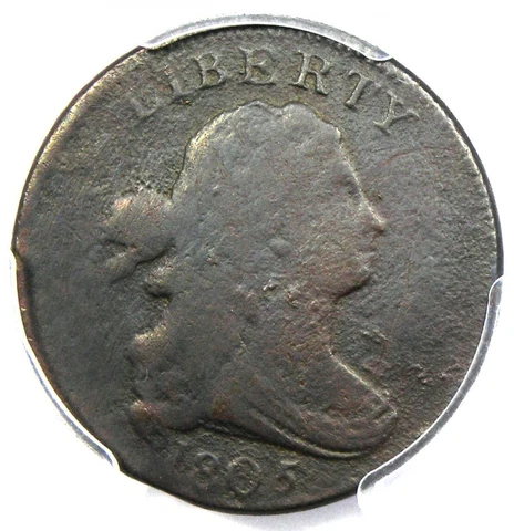 1805 Small 5 with Stems Draped Bust Half Cent 1/2C PCGS VG Detail - Rare Variety Cover