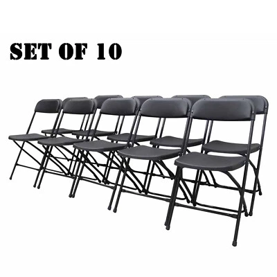 set of 10 Pack Black Plastic+Iron Material Commercial Folding Stackable Chairs - Imagem 1 de 4