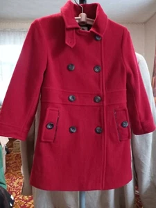 Jacadi Paris Red Girls Wool Coat Plaid Lining Size age 4A years 104 cm - Picture 1 of 12