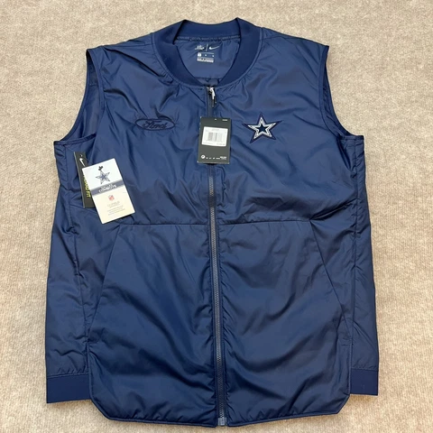 Dallas Cowboys Nike Vest Mens Medium NFL On Field Apparel Navy FullZip New W Tag Cover