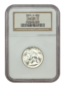 1951-S 25C NGC MS67 - Washington Quarter - Picture 1 of 4