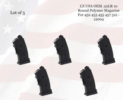 LOTE de (5) cargador de polímero CZ EE. UU. OEM .22LR para 452/453/455/457/512 #12004 Foto 1 de 3
