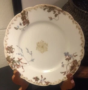 Plato Haviland H & Co. Limoges pintado a mano 8 3/8", 1876-1889, flores azules - Imagen 1 de 8