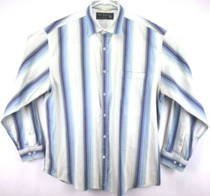 Nat Nast Luxury Mens Shirt SizeXL L/S Chambray Button Purple/Blue/Yellow Striped - Picture 1 of 10