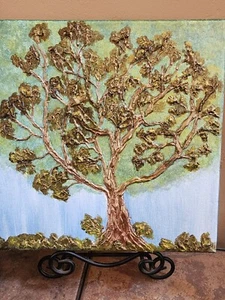 12x12 canvas textured tree wall art - Picture 1 of 3