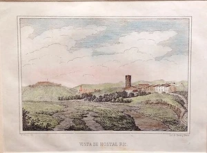 CATALUÑA, VISTA DE HOSTALRIC,lit. original de Pérez y Donon, mediados del s. XIX - Bild 1 von 1