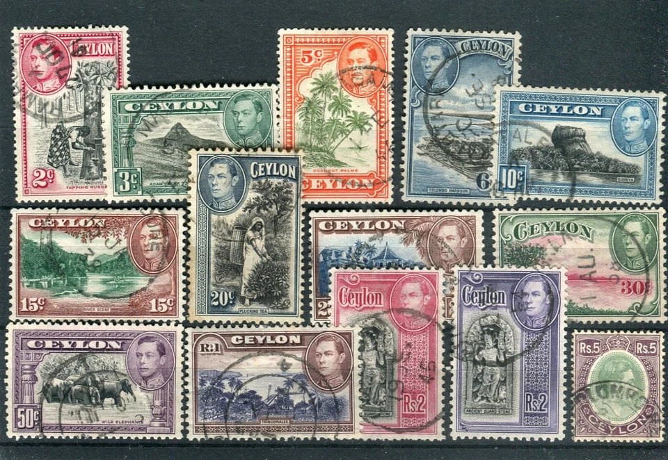 Ceilán KGVI 1938-49 Juego de 14 SG386b/397 muy fino usado Foto 1 de 1