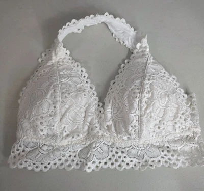 Bralette Halter Aeropostale Blanco - Mujer Grande Suave Elastizado Nylon Rayón Foto 1 de 4