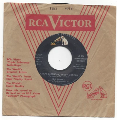 NEIL SEDAKA, "HAPPY BIRTHDAY, SWEET SIXTEEN" - Image 1 of 3