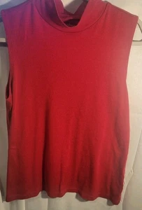 MUJER CROFT & BARROW Tejido Rojo Sin Mangas Cuello Simulado Barbie Barbiecore Talla L - Imagen 1 de 3