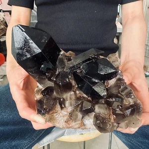 4,62 lb TOP Natural Negro Ahumado Cuarzo Racimo Cristal Vug Muestra Mineral - Imagen 1 de 8