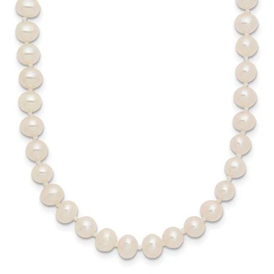 Collar de perlas cultivadas de agua dulce casi redondas blancas de oro amarillo de 14K de 4-5 mm de 18" Foto 1 de 4