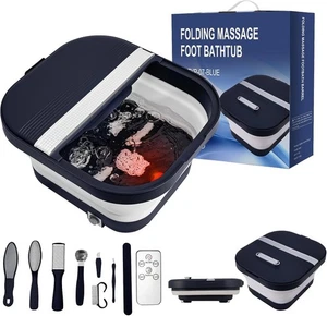 Spa de baño de pies plegable con calor, control remoto, rodillos de masaje, burbuja, fo - Imagen 1 de 6