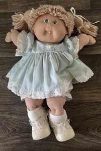 1978/1982 Vtg Signed Xavier Roberts Cabbage Patch Doll Green Eyes BlondPig Tails - Picture 1 of 12