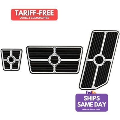 Billet Specialties 198625, Kit Black Aluminum Universal Pedal Kits Grooved Black - Image 1 of 4