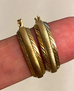Vintage Nachlass 10k Gelbgold Diamantschliff Creolen Huggie Ohrringe 3,73 Gramm TOP! - Bild 1 von 9