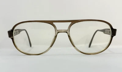 Safilo Elasta Aviator Eyeglass Frames Only 1126 Brown/Clear  57-16-145 Italy - Image 1 of 4
